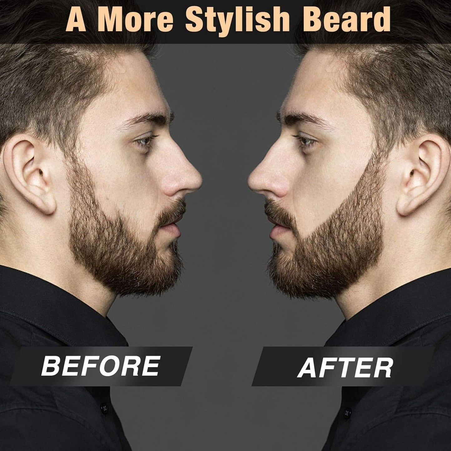 Beard Pencil Filler for Man Water Proof Beard Pen and Beard Brush Long Lasting Coverage Natural Finish, Male Mustache Repair Shape, Effective Enhance Facial Hair (BLACK)
