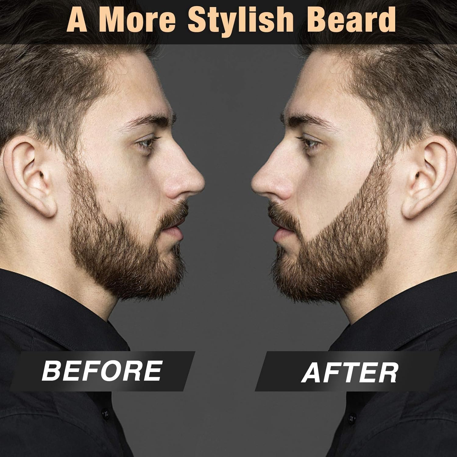 Beard Pencil Filler for Man Water Proof Beard Pen and Beard Brush Long Lasting Coverage Natural Finish, Male Mustache Repair Shape, Effective Enhance Facial Hair (BLACK)