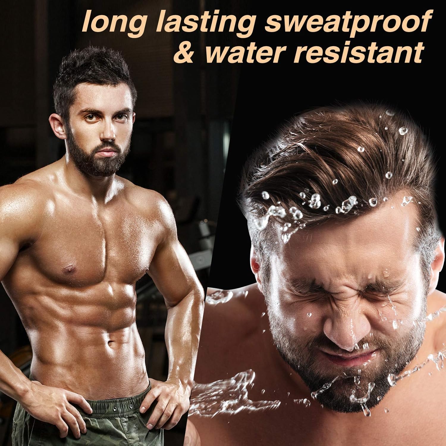 Beard Pencil Filler for Man Water Proof Beard Pen and Beard Brush Long Lasting Coverage Natural Finish, Male Mustache Repair Shape, Effective Enhance Facial Hair (BLACK)