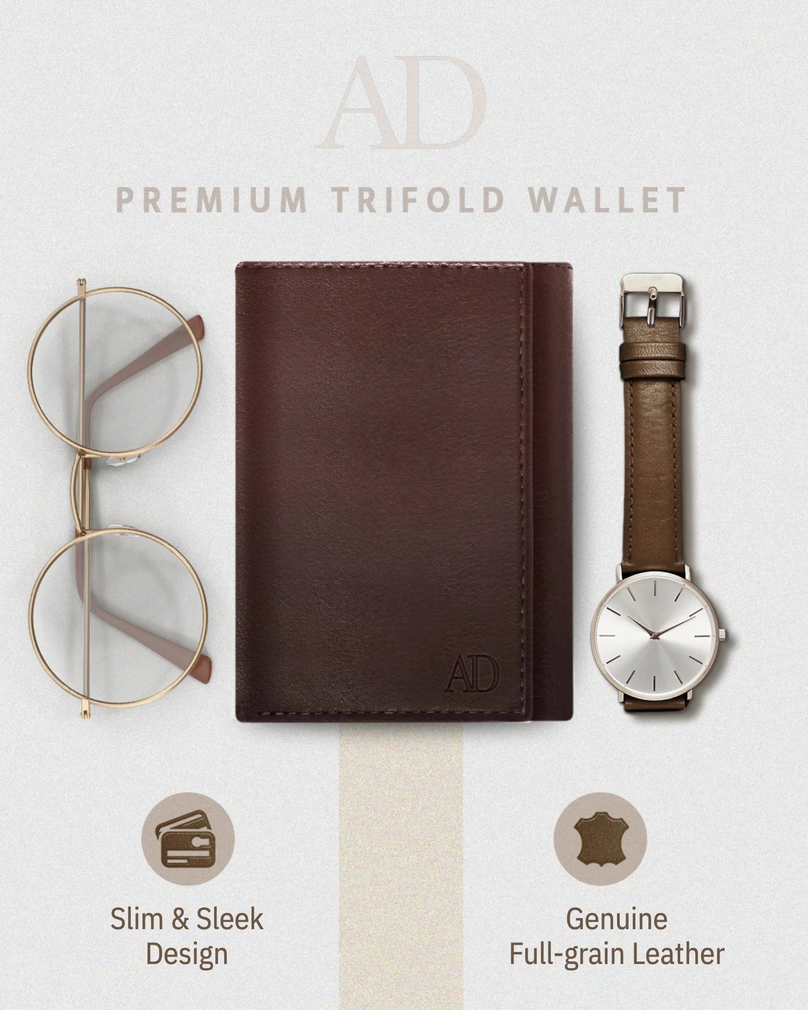 Genuine Leather Slim Trifold Wallets for Men - Mens Wallet RFID Blocking Holiday Gifts for Men